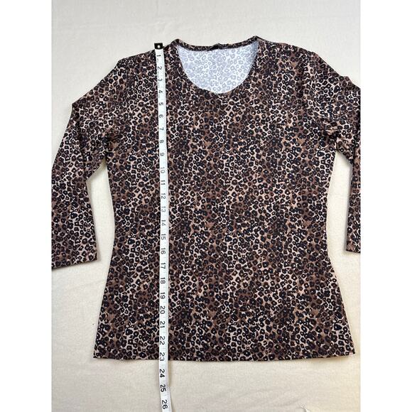 J. McLaughlin leopard print nylon spandex 3/4 sleeve top size SMALL cheetah - Picture 4 of 7